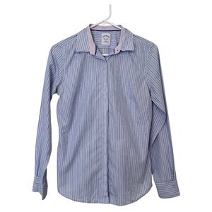 Brooks Brothers Non-Iron Fitted Blue Striped Button Down Shirt Size 4